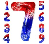 Spider Balloon 7th Birthday, 40 Inch Spider Web Foil Balloon, Spider Decoration Numbers 7 Balloon for Boys Spider Theme Party Birthday Decoration