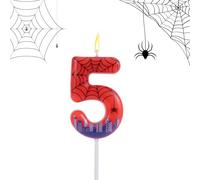 Spider Birthday Number Candle, Wax Spider Web Number Candle Cake Topper Decoration for Birthday Party Theme Party Supply (5)