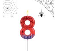Spider Birthday Number Candle, Wax Spider Web Number Candle Cake Topper Decoration for Birthday Party Theme Party Supply (8)