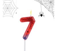 Spider Birthday Number Candle, Wax Spider Web Number Candle Cake Topper Decoration for Birthday Party Theme Party Supply (7)