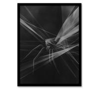 Spider Black White Abstract Cubist Web Threads Framed Art Print Artery8 Black A4