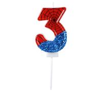 Spider Candle, Spider Web Candles Blue Sequins Number Candle Cake Topper Candle Birthday Cake Candles Spider Birthday Decorations for Boy Spider Themed Birthday Party Halloween Supplies (3)