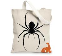 Spider Canvas Tote Bags, Halloween Themed Lightweight Washable Eco-Friendly Shopping Bags for Daily Use Travel Beach 13x15 Inch