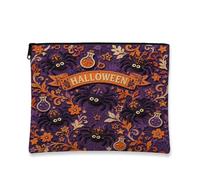 Spider Canvas with Zipper, Festive Playful Potion Flower Halloween Violet Portable with Zipper Makeup Bags for Women for Travel, Bathroom, Vanity Organizer and Purse Storage, Purple, 7x9 Inch, Festive