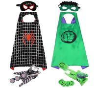 Spider Capes Masks Set, Hullk Dress-up Costumes Heroes Web Gloves Launcher Gloves Wrist Toys Cape Mask Cloaks Set Web Shooter Party Costumes Cloak Coat Cosplay Masquerade Cosplay Dressing Up for Kids