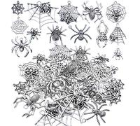 Spider Charms,100g (25-40pcs) Antique Silver Spider Charms Tibetan Alloy Halloween Theme Pendants for DIY Necklace Bracelet Making