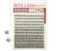 Spider Cluster Lashes Individual Cluster Breeze Natural Lash Clusters Eyelash Clusters Wispy Soft Light Cluster Eyelash Extensions 8-16mm Invisible Thin Band for Beginners DIY at Home Kim K RITALASH