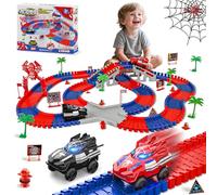 Spider Construction Race Track Set - Car Racing Track Building Toys for 3 4 5 6 7 8 Year Old Boys Girls, Toddler Flexible Ramp Tracks Playset, Kids Christmas Birthday Gifts Presents Age 3-8 (212 PCS)