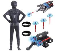 Spider Costume for Kids, Hero Fancy Dress Launcher Gloves 3D Print Bodysuit Kids Jumpsuit Bodysuit Costume with Mask Party Fancy Dress Cosplay Costumes for Kid Halloween Cosplay Carnival (130CM)