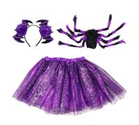 Spider Costume For Kids - Spider Wings Tutu Skirt Spiderweb Headband Set - Girls Halloween Costume Cosplay Party Accessory For School Parties Trick-or-Treating Events Stage Shows