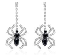 Spider Dangle Earrings for Women, Halloween Gothic Horror Jewelry, Spider Web Drop Earrings for Costume Party, Cosplay, Witch, Vampire Accessories, Alloy Steel, No Gemstone