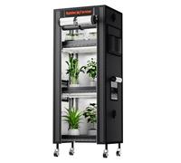 SPIDER FARMER 4 Tier Mini Greenhouse Plant Shelf with Grow Lights Indoor | 60W Full Spectrum LED Grow Lights, Grow Tent Cover with Visual Curtain and Blackout Curtain, Waterproof Trays, Movable Wheels