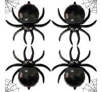 Spider Foil Balloons, 4Pcs Black Halloween Spider Balloons, Large 3D Mylar Spider Balloons for Kids Horror Halloween Party Decorations, Giant Spider Balloons Set for Halloween Night Party Supplies