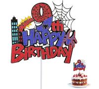 Spider Happy Birthday Cake Topper, Durable Glitter Red and Blue Spider Cartoon Themed Birthday Cake Cupcake Decoration Supplies Suitable for Boys Girls (Number 9)