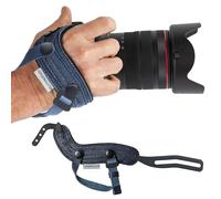 Spider Holster - SpiderPro Camera Hand Strap v2 with Snap Assembly and Optional Wrist Strap - DSLR and Mirrorless Compatible (Dark Blue) - Genuine Leather + Memory Foam