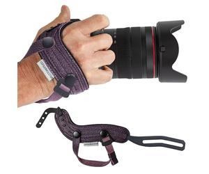Spider Holster - SpiderPro Camera Hand Strap v2 with Snap Assembly and Optional Wrist Strap - DSLR and Mirrorless Compatible (Purple) - Genuine Leather + Memory Foam