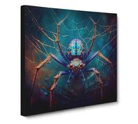 Spider Impressionism | Canvas Wall Art Print | Framed Ready to Hang Picture | Modern Art for Living Room Bedroom Kitchen Home | 20x20 Inch