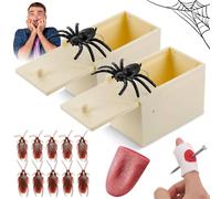 Spider In a Box Prank, 13 pcs Spider Prank Scare Box, Wooden Fun Joke Scarebox Toy, Fun Joke Mischief Practical Gifts, for Kids Adults, for Halloween Carnivals April Fools Day