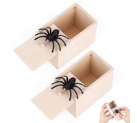 Spider in a Box Prank, 2 Pcs Spider Scare Prank Box, Funny Wooden Scare Box, Fun Halloween and April Fools' Day Toys