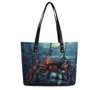 Spider in Silk Web Leather Tote Bag for Women Work Shoulder Purses with Zipper Waterproof Large Computer Shoulder Bag Fashion Ladies Shoulder Handbag Reusable Shopping Bags