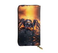 Spider in the light Stylish leather wallet, 7.48 x 4.13 inch long zippered coin purse, convenient travel cash wallet