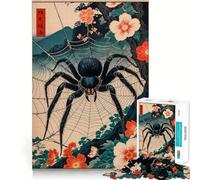 Spider Japanese Ukiyo-e Jigsaw Puzzles 1000 Pieces for Teenagers Strengthen Recall Quiet Calm Quality Edge Santa Wish Gift 38x26cm