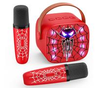 Spider Karaoke Machine for Kids Ages 3-12: Mini Portable Bluetooth Speaker with 2 Wireless Microphones LED Light Toys Christmas Birthday Gifts for Boys Girls 4 5 6 7 8 9 10+ Year Old Boy Girl Kid