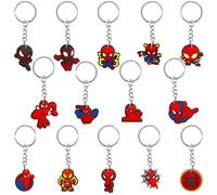 Spider Keyring Cartoon Anime Keychain Pendant 3D Silicone Figure Key Chain Keyrings Rings Kids Christmas Party Supplies Favors Bags filler Novelty Toy Birthday Gift Boys Girls Key Charms Keychain Deko