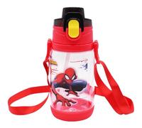 Spider Kids Water Bottle with Straw, Superherro Flip Top Water Bottle Reusable Water Bottle Leakproof Auto Push Button Reusable Kids Drink Bottle Leak Proof Water Bottle for Kids and Toddlers, 400ml