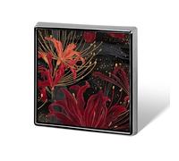 Spider Lilies Golden Flower Square Enamel Brooch Pin Button Badges Decoration Hat Clothing Bag Accessories Gift Crafts