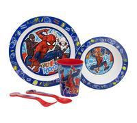 Spiderman Reusable Microwave Cookware Set, consisting of a glass, plate, bowl and cutlery Spiderman