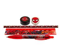 Pyramid International Spider-Man 5-Piece Stationery Set with Pen, Pencil, Ruler, Pencil Sharpener, Eraser and Pencil Case (Web Strike Design) - Official Merchandise