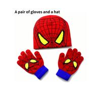 (Spider Man) And Childrens Hat Gloves Knitted Wool And Set Cashmere Twopiece