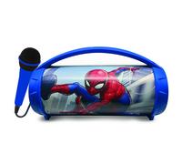 Lexibook, Spider-Man, Altoparlante luminoso senza fili con microfono, suono stereo, funzione Karaoke, porte USB e per schede SD, batteria ricaricabile, maniglia per portarlo ovunque, Blu, BTP585SPZ