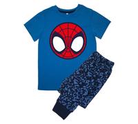 Spider-Man Boy's Spider-Rex Camo Short-Sleeved Long Pyjama Set in Blue | Size: 6-7 Years Spider-Man Blue 6-7 Years
