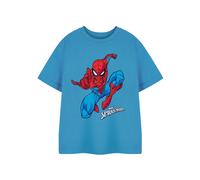 Marvel Boys Spiderman Jump Blue Short-Sleeved T-Shirt | Graphic Tee for Kids | Jump Spiderman Design | Official Comics Apparel | Lightweight Cotton Top for Children & Teens