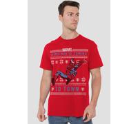 Spider Man Christmas Jumper Mens T-Shirt Red Spider Man Red L