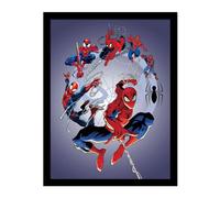 Spider-Man Circle Framed Poster (40cm x 30cm) (Grey/Red/Blue)