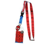 Spider-Man Classic ID Lanyard Badge Holder with 1.5" Rubber Charm Pendant and Collectible Sticker
