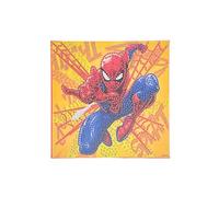 Spider-Man Diamond Painting Set, Glow in the Dark Canvas 19 x 19 cm for Children from 6 Years, Superhero Craft Set with Rhinestones, Creative Painting by Numbers DIY Marvel