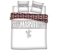 Spider-Man Double Duvet Cover 240x220 + 2 Pillowcases White Red | Reversible double bedding | Premium cotton Oeko-Tex | Official Marvel | Button fastening | Gift adults | Machine washable