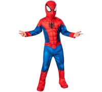 Rubies Official Marvel Spider-Man Flat Chest Classic Child Costume, Kids Superhero Fancy Dress, Age 7-8 Years