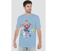 Spider Man Easter Circle Mens T-Shirt Light Blue Spider Man Light Blue L