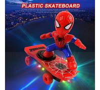 Spider-Man Electric Skateboard Toy for Kids - Lights, Music, 360 Spin, Self-Righting, 3xAA Batteries Not Included