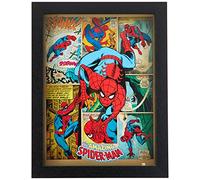 Spider-Man FP11585P-PL Spiderman (Retro) 30x40 cm Framed Print, Black