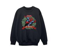 Spider-Man Girl's Be Merry Sweatshirt in Black | Size: 7-8 Years Spider-Man Black 7-8 Years