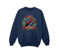 Spider-Man Girl's Be Merry Sweatshirt in Navy | Size: 7-8 Years Spider-Man Navy 7-8 Years