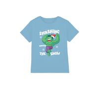 Spider-Man Hulk Smashing Through The Snow Kids T-Shirt, Light Blue | Size: 5-6 Years Spider-Man Light Blue 5-6 Years