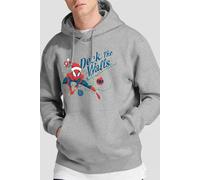 Spider Man Men's Deck the Walls Hoodie Light Grey | Size: Large Spider Man Light Grey L