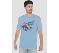 Spider Man Men's Deck The Walls T-Shirt Light Blue | Size: Small Spider Man Light Blue S